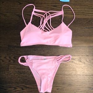 Cupshe Size Small Pink Strappy Bikini Set